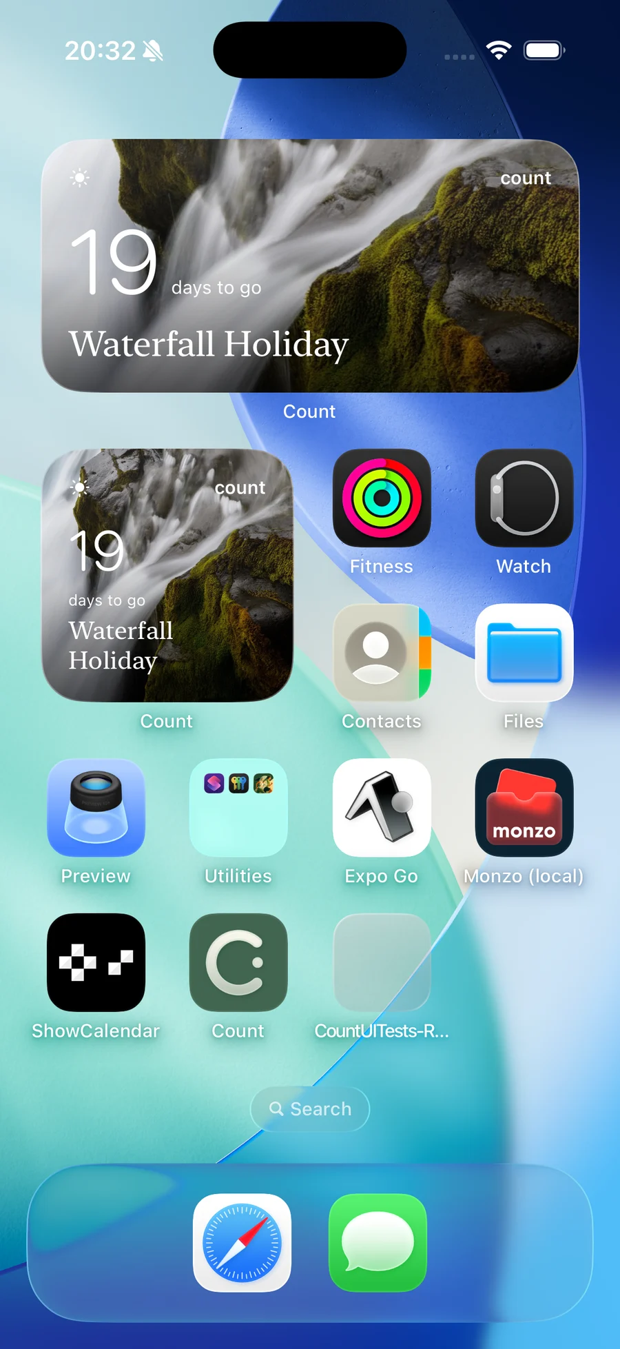 Count widgets on an iPhone Home Screen.